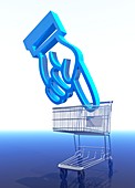 Shopping trolley and icon,artwork