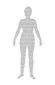 Human with binary code