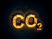 CO2 symbol burning,artwork
