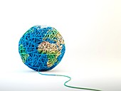 Globe made from string,artwork