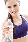 Woman with water bottle