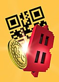Bitcoin and QR code,artwork