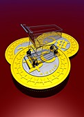 Bitcoins and shopping trolley,artwork