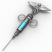 Syringe and medical symbol,conceptual ar
