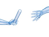 Human hand passing relay baton,artwork
