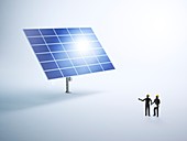 Engineers and solar panels,artwork