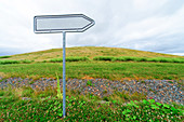 Blank directional sign in a field
