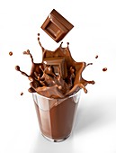 Chocolate splashing into a drink,artwork