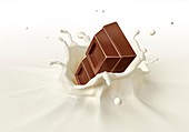 Chocolate splashing into milk,artwork