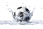 Football splashing into water,artwork