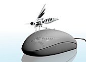 Computer mouse with nano bug,artwork