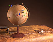 Vintage globe and suitcase