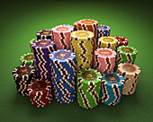 Stacks of gambling chips,illustration
