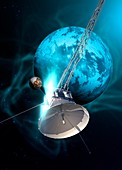 Robotic probe in deep space,illustration