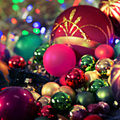 Christmas baubles in a pile