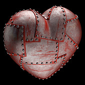 Steel heart with rivets,illustration