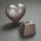 Metal heart and weight,illustration