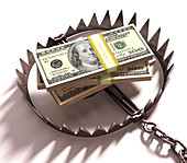 US dollars in trap,illustration