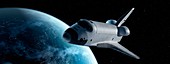 Space shuttle in space,illustration