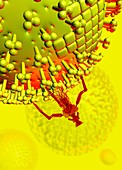 Nanobot and flu virus,illustration