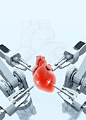 Robotic arms making a heart,illustration