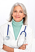 Mature female doctor smiling