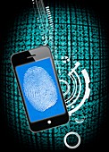 Smartphone with fingerprint,illustration