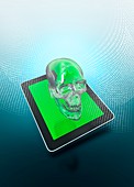 Digital tablet with a skull,illustration