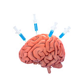 Brain with injections,illustration