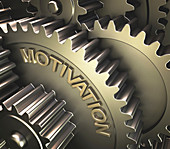 Gears with the word 'motivation'