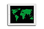 World map on a digital tablet