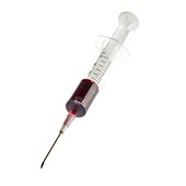 Syringe containing blood