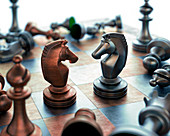 Chess pieces on chess board,