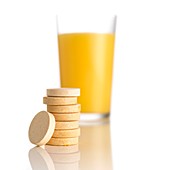 Orange juice and vitamin c tablets