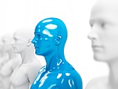 Blue and white human models,Illustration