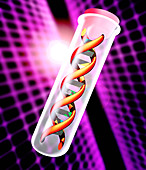 Computer artwork of a DNA sample in a test tube