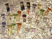 Stoppered sample tubes used in DNA research