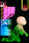 Computer artwork depicting genetic screening