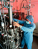 Technician wearing clean room clothing