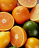 Close-up of a collection of citrus fruit