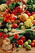 Selection of fresh fruit and vegetables