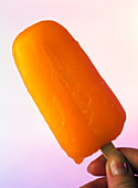 Hand holding a melting ice lolly (lollipop)