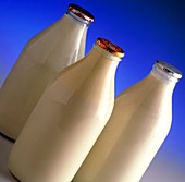 Three types of bottled milk