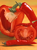 Peppers and tomato