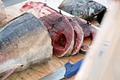 Sliced fresh bluefin tuna