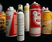 Assortd aerosol spray cans