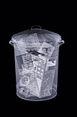 Rubbish bin,simulated X-ray