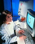 Researcher with NOSE olfactory analysis equipment