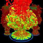 Fire plumes,computer simulation