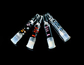 Vials used for forensic testing of narcotics